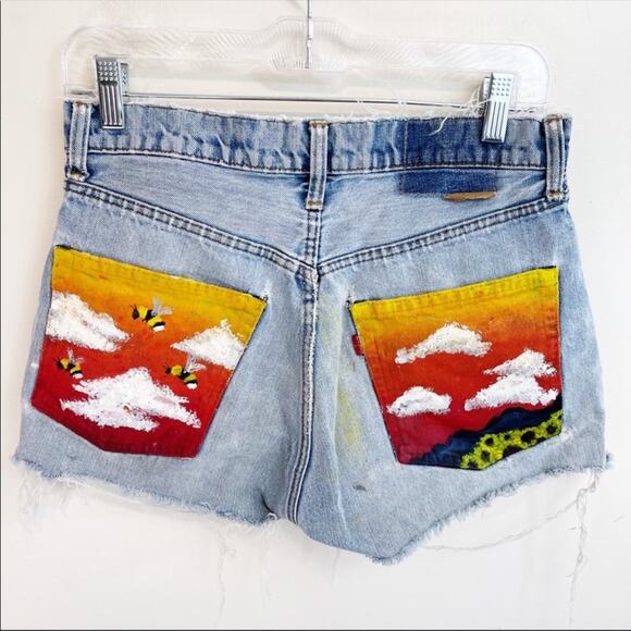 Levi's Pants - Vintage Levi's Paper Tag Custom Painted Raw Hem Distressed Shorts Size Small